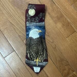 Vintage 1998 Marc Dennis Endangerd Species Bald Eagle Silk Neck Tie